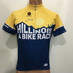 Pactimo M Blue Yellow Hillinois Elizabeth Short Sleeve Bike Jersey Full Zip